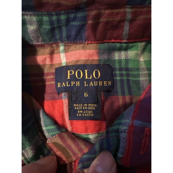 Polo Ralph Lauren Girls Size 6 Dress Red Plaid Button Up Skirt - Picture 6 of 12